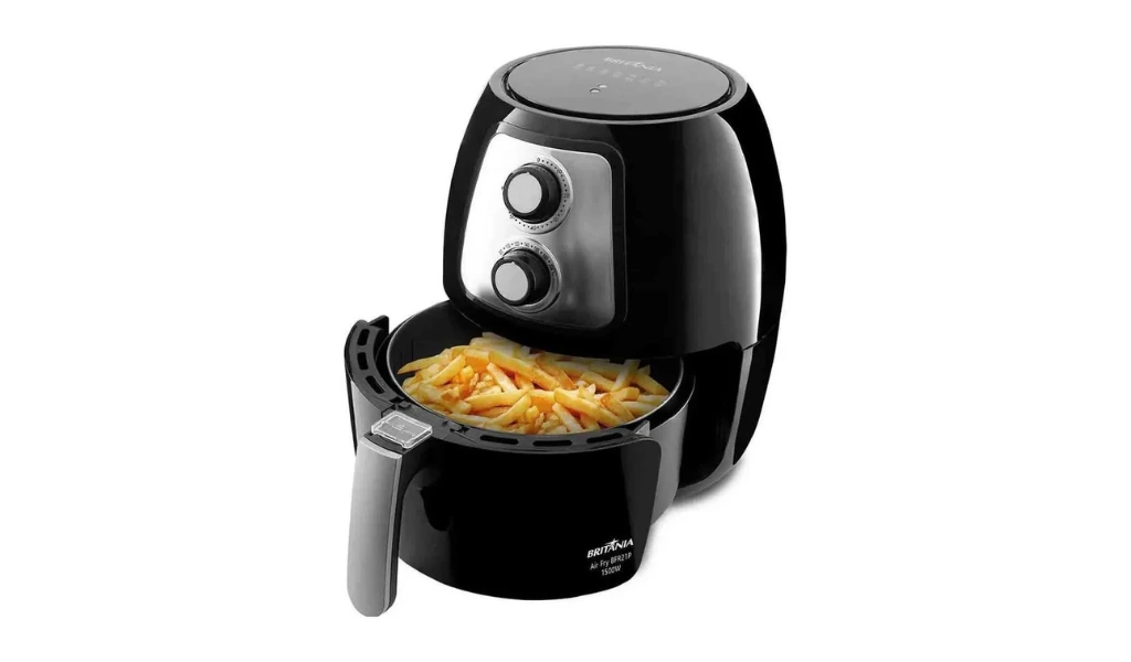 Air fryer com capacidade de 3,2 litros, controle de temperatura e timer, ideal para preparar alimentos crocantes e saudáveis com praticidade em 2025.